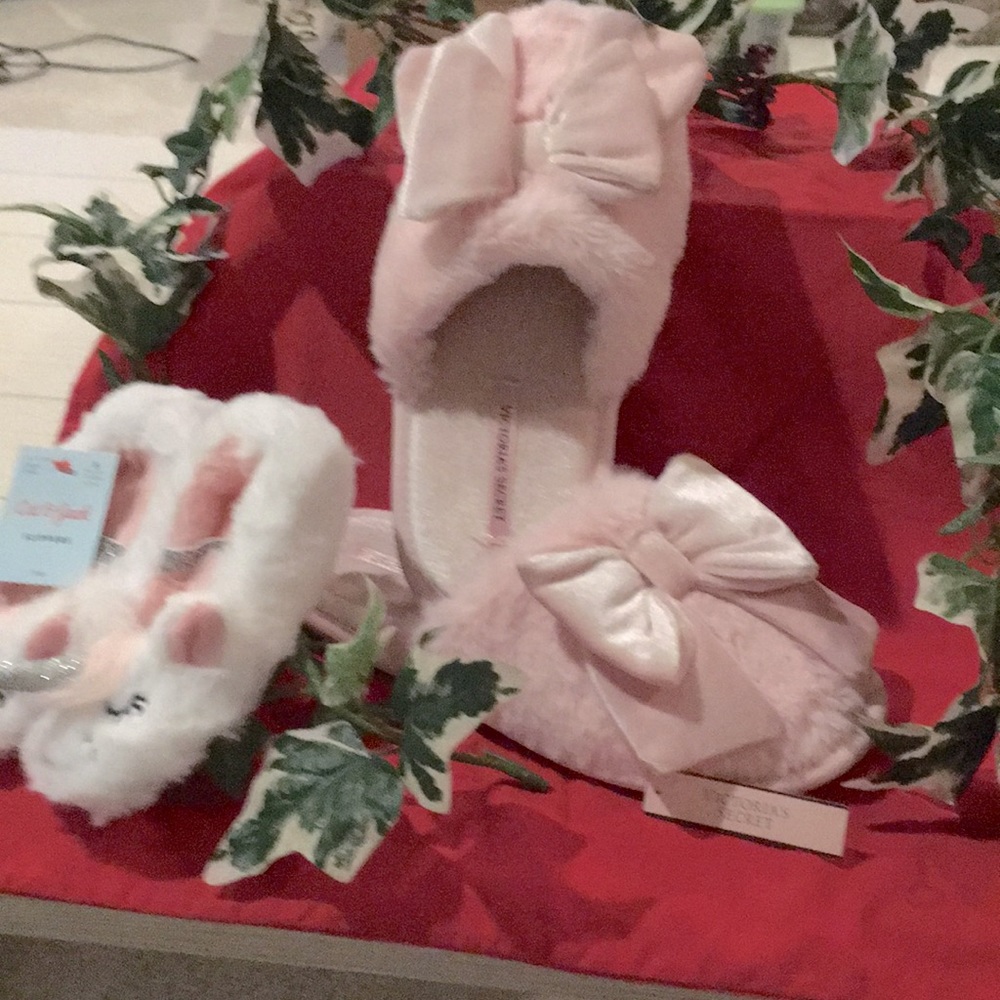Pink Soft, warm and cozy slippers.
